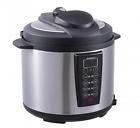 Black 1000-Watt 6-Quart Electric Pressure Cooker Brushed Stainless